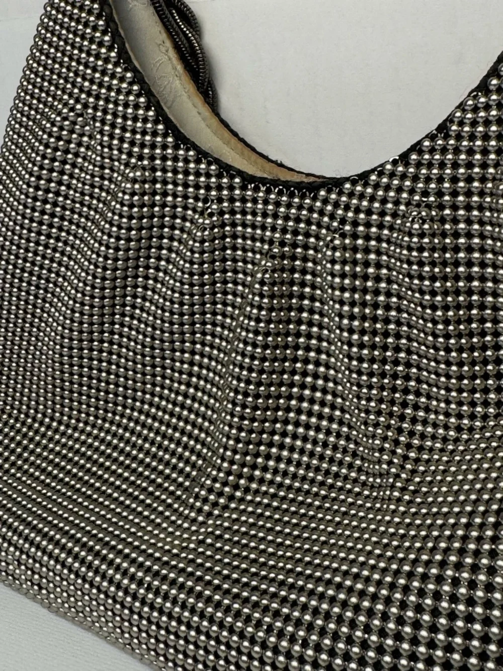 Vintage Whiting & Davis Silver Bubble Mesh Hobo Evening Bag Twisted Chain Y2K